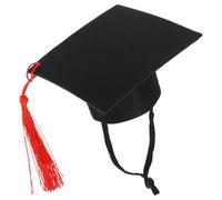 Healifty Small Pet Graduation Hat with Tassel for Hamsters and Black Felt Doctoral Cap Washable Accessory for Graduation