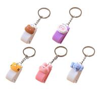 Healifty Small Portable Animal Stapler Keychain Set 5Pcs with Rabbit, Sheep, Bear, Tiger, Elephant - Mini Stationery Supplies for Office and School Students