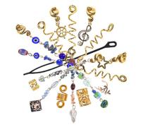 Healifty Spiral Snake Braid Hair Charms 50Pcs Cat Eye Clip Metal Leaf Dreadlock Accessories for Women Daily Hair Styling