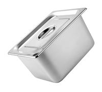 Healifty Stainless Steel Buffet Food Container with Cover Thick Rectangular Catering Pan for Restaurant Canteen Party Kitchen Food Display and Storage Quarter Tray