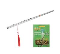 Healifty Stainless Steel G Key Dizi Flute Chinese Traditional Musical Instrument with Instruction Book, Portable Bass Dizi Flute Suitable for Beginners and Music Enthusiasts