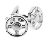 Healifty Steering Wheel Silver Metal Cufflinks for Men, 1 Pair, French Traffic Series Design, Suitable for Business and Formal Events