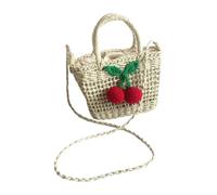 Healifty Straw Woven Handbag for Boy Girl One-Shoulder Bag Lovely Storage Design for Beach Party Scenarios Fashionable Boys and Girls Portable Pouch