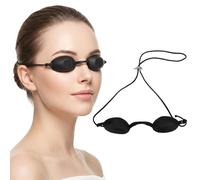 Healifty Sunbed Goggles Tanning Bed Eye Shields Flexible Silicone Blackout Glasses for UV Light Therapy Laser Protection IPL LED Treatment Teeth Whitening Safety Eyewear Adjustable Black 1 Pack