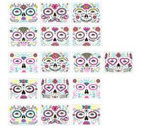 Healifty Temporary Face Tattoos Realistic Special Effects Halloween 16 Sheets Fluorescent with Adhesive Sticker Material, Not Easy to Fall for Day the Dead and Masquerade Party Use