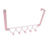 Healifty -the-door Wall-mounted Towel Rack with 5 Heart-shaped Hooks, Removable Iron Bathroom Organizer for Hanging Towels, Clothes, and Robes behind Door Storage