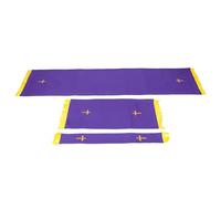 Healifty Three-Piece Reversible Altar Accessories Set with Cross, Green and Purple Linen Pulpit Scarf and Table Runner, Clergy Vestments for Church Services and Ceremonial Use