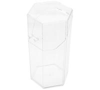 Healifty Transparent Acrylic Cosmetic Brush Organizer Container with Dustproof Flip Cover Hexagonal Makeup Storage Bucket for Nail Tools Pens and Jewelry Large Capacity Desktop Holder