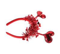 Healifty Valentine's Day Sequin Heart Headband with Red Glitter Antenna for Women Wedding Party Hair Accessory Cute Love Headpiece for Photos and Celebrations