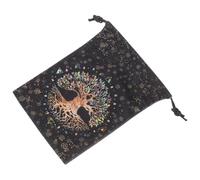 Healifty Velvet Drawstring Bags 13x18cm Black Tarot Bags Bulk Reusable Pouches with Tree Pattern Printing Simple and Generous Design for Store Small Items and Keep Small Things Tidy