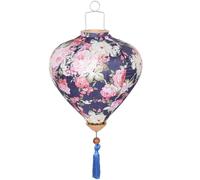 Healifty Vietnamese Hanging Lantern Oriental Silk Lanterns Floral Pattern Compact Design for Garden Party Decoration