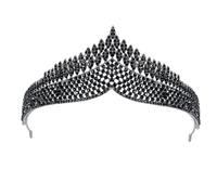 Healifty Vintage Black Bridal Crown Retro Wedding Tiara Hair Accessory for Birthday with 16k Gold Black Rhinestones Simple Elegant Headband for Brides and Special Occasions