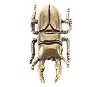 Healifty Vintage Brass Beetle Figurine Solid Feng Shui Beetle Model for Desk Ornament Home Office Decor Lucky Wealth Chinese Collection