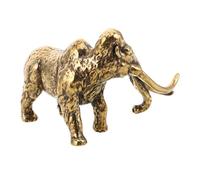 Healifty Vintage Brass Elephant Figurine with Long Solid Animal Statue Sculpture for Home Office Tea Decor Antique Miniature Collectible Table Ornament