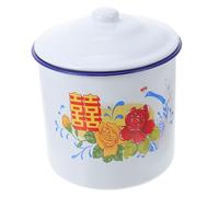 Healifty Vintage Chinese Style Enamel Cup with Lid Heat Resistant Drinking Mug for Home and Office Lightweight Unbreakable Water Tea Cup with Insulated Design Multifunctional Retro Metal
