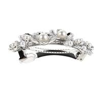 Healifty Vintage Flower Hair Clips with Rhinestones and Pearls Elegant Metal Barrettes for Women and Large Retro Floral Hair Accessories for Weddings Parties and Daily Wear