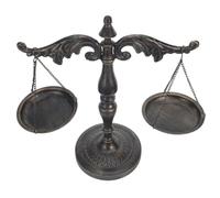 Healifty Vintage Iron Libra Scale Sculpture Decorative Balancing Scales for Desk and Home Decor, Brown Antique Justice Symbol with Storage Feature, for Law Students and Judges