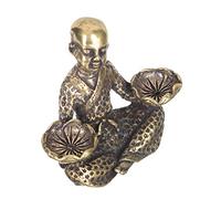 Healifty Vintage Little Monk Figurine Desktop Ornament Retro Meditation Statue Candlestick Holder for Home Office Decor Elegant Lotus Sculpture Charming Living Room Accent