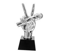 Healifty Vintage Microphone Trophy Resin Sculpture Music Award for Singers Djs Public Speakers with Stable Base Unique Keepsake for Competitions and Events