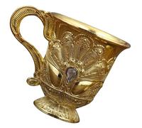 Healifty Vintage Style Wine Goblet with Retro Flower Pattern Alloy Material Multipurpose Liquor Cup for Home Banquets and Table Decor Elegant Wine Holder