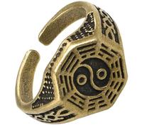 Healifty Vintage Taoism Yin Yang Open Band Ring for Men Small Size Chinese Tai Chi Statement Jewelry Ba Gua Symbol, Retro Style Feng Shui Accessory