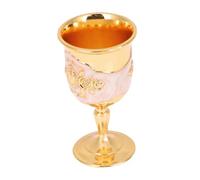Healifty Vintage Zinc Alloy White Wine Goblet with Embossed Floral Design European Style Metal Liquor Cup for Home Bar Wedding Party and Banquet Decorations