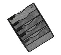 Healifty Wall-mounted Metal Document Organizer with Mesh File Holder Rack for Office Use Space-saving Wall Organizer for Pamphlets Magazines and Files Black