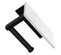 Healifty Wall Mounted Toilet Paper Holder with Matte Black Stainless Steel and Marble Shelf Modern Bathroom Wall Mount Rack for Toilet and Wet Tissue Storage Easy Install with Included