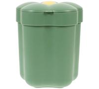 Healifty Wastebasket Lidded Bin Flower Shaped Small Plastic Green Desktop