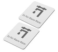Healifty Water Conservation Aluminum Signs 2Pcs Self Adhesive Stickers for Kitchen and Bathroom Sink Save Water Notices with Clean Contemporary Look
