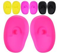 Healifty Waterproof Silicone Ear Covers for Hairdressing, High-temperature Resistant Ear Protective Sleeves, 4 Pairs (black X2, Pink X1, Purple X1) for Salon Hair Coloring and Washing
