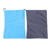 Healifty Waterproof Travel Laundry Bags 2pcs Drawstring Clothes Storage Pouches with Polyester Fabric for Dirty Clothes Home and Bathroom Organization (grey Blue)