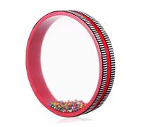 Healifty Wave Bead Ocean Drum with Metal Beads Musical Instrument 8 Inch Wooden and Iron Frame Percussion Drum Easy to Use for Professionals and Beginners Present for Family and Music