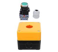 Healifty Weatherproof Industrial Push Button Switch Box, Momentary Self-reset Green Button with Yellow Housing, Start Stop Control for Outdoor Gate Opener and Safety Applications
