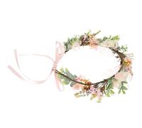 Healifty Wedding Artificial Dog Flower Wreath Collar with Bowknot, Adjustable Ribbon Strap, Easy to Put On and Take Off, Pet Photo Prop for Dogs and Cats