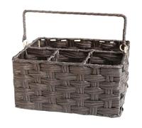 Healifty Wicker Utensil Caddy Basket: Flatware Silverware Holder - Divided Cutlery Basket -Imitation Rattan Utensil Holder For Party