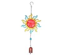 Healifty Wind Chime Creative Garden Balcony Ornament Sun Shape Iron Art Glass Wind Bell with Hanging Hook Design Bringing Beautiful Sounds for Room or Window Decoration