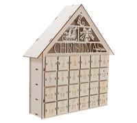 Healifty Wooden Advent Calendar 2025: LED Light Up Christmas Countdown House - 24 Drawer Fillable Advent Calendar - Rustic Holiday Village Decor for Tabletop