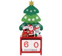 Healifty Wooden Block Calendar Christmas Countdown Perpetual Calendar for Home Party Desktop Decor