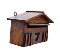 Healifty Wooden Cabin Mailbox Rustic Vintage Outdoor Rainproof Letter Box Suggestion Box Post Box for Home Bar House Decor 1pc