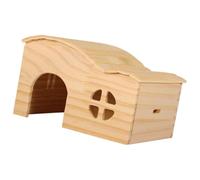 Healifty Wooden Hamster Hideout House Beige Wood for Small Pets