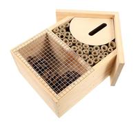 Healifty Wooden Hanging Bee House for Garden with Natural Insect Nesting Habitat Bee Cabin for Pollination Ladybugs and Butterflies Shelter Outdoor Wooden Apiary