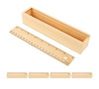 Healifty Wooden Pencil Case and Builtin Ruler Resistant to Damage Versatile Storage Box 5pcs with Slide Out Design Pencil and Stationery Storage Box for DIY Projects for DIY Projects and