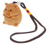 Healifty Wooden Pig Hanging Charm for Phone Making Adorable Chubby Pig Keychain Pendant Intricately Carved Craft Decoration for Mobile and Car Accessories Cute Animal Craft Embellishment