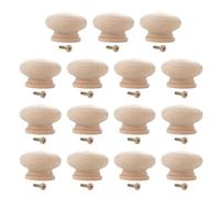 Healifty Wooden Round Handle 15Pcs 45Mm Drawer Knobs for Cabinets Natural Wood Cupboard Pulls DIY Home Furniture Accessories