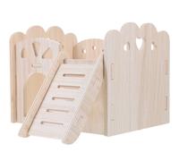 Healifty Wooden Small Animal Hideout Maze House for Guinea Pigs and Hamsters, Natural Solid Wood Hamster Hut Heart-shaped Nest, Pet Habitat Decor for Small Rodents and Bunny Hideaway