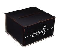 Healifty Wooden Wedding Card Box Large Black Rustic Keepsake Case for Cards Letters Donations Polished Wood with Elegant Vintage Design for Wedding Party Decor
