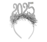 Healifty Year Party Headband Silver Glitter Hair Hoop with Gold Foil Tinsel Star Design Eye Catching Happy Year's Eve Hairband for All Hair Types Festive Holiday Accessories for Christmas