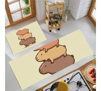 Healing Baby Capybaras 2 Pieces Kitchen Floor Mats Rugs, Minimalist And Cute Kitchen Rugs Non Slip for Decoration, 40x60+40x120cm Door Mats for Hallway Dining Room and Entryway - Light Beige