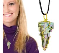 Healing Bismuth Crystal Necklaces - Natural Metal Bismuth Ore Pendants, Irregular Shape Gemstone Necklace for Spiritual Energy, Healing, Meditation, Chakra Balancing, Fashion Jewelry, Gift for Women a